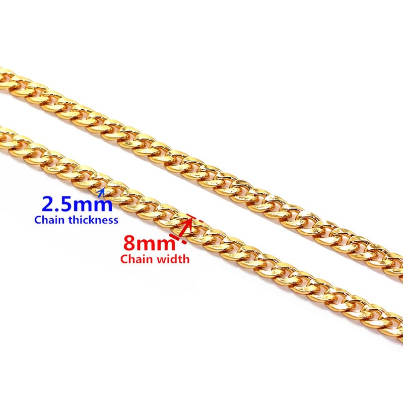 Model Worker DIY Iron Flat Chain Strap Handbag Chains Purse Chain Straps Shoulder Cross Body Replacement Straps with Metal Buckles (31.5", Gold) - Image 2