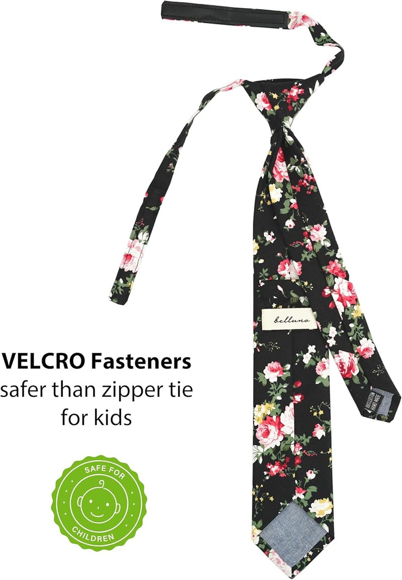 BELLUNO Boys' Floral Ties, Hook and Loop Pre-tied Flower Ties for Little Kids and Pre-teens - Image 1