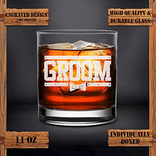 NeeNoNex Groom Bow Tie Whiskey Glass - Wedding Bachelor Party Gift for Groom - Image 4