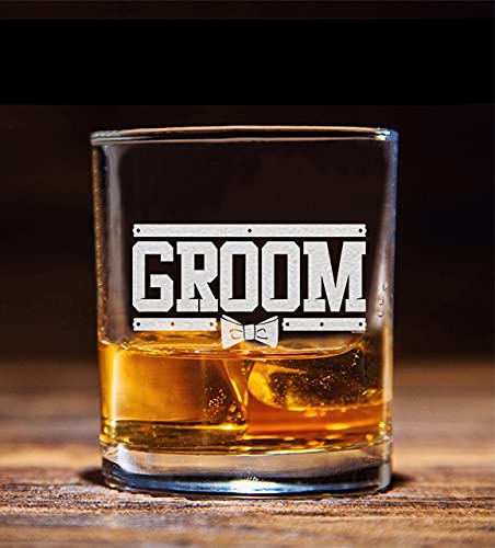 NeeNoNex Groom Bow Tie Whiskey Glass - Wedding Bachelor Party Gift for Groom - Image 1