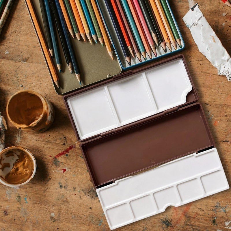 Sanfly Empty Watercolor Palette Paint Case Biscuit Styling Pigment Box Pigment Tray Student Travel Painting Portable Art Supplies - Image 2