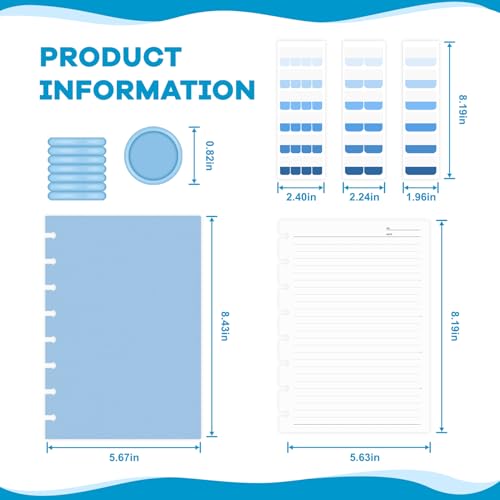 MOSA BEAR Discbound Notebook, 8-Disc Disbound Planner with Removable Pages, 180 Pages Spiral Notebook, Poly Cover Discbound Planner for Work, Travel, Note Taking(With Index Sticker),Blue,A5 - Image 2