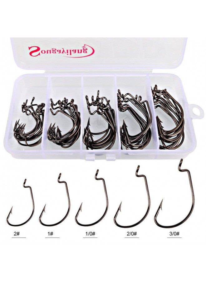Sougayilang Sougayilang Fishing Hooks High Carbon Steel Worm Soft Bait Jig Fish Hooks with Plastic Box - Image 1