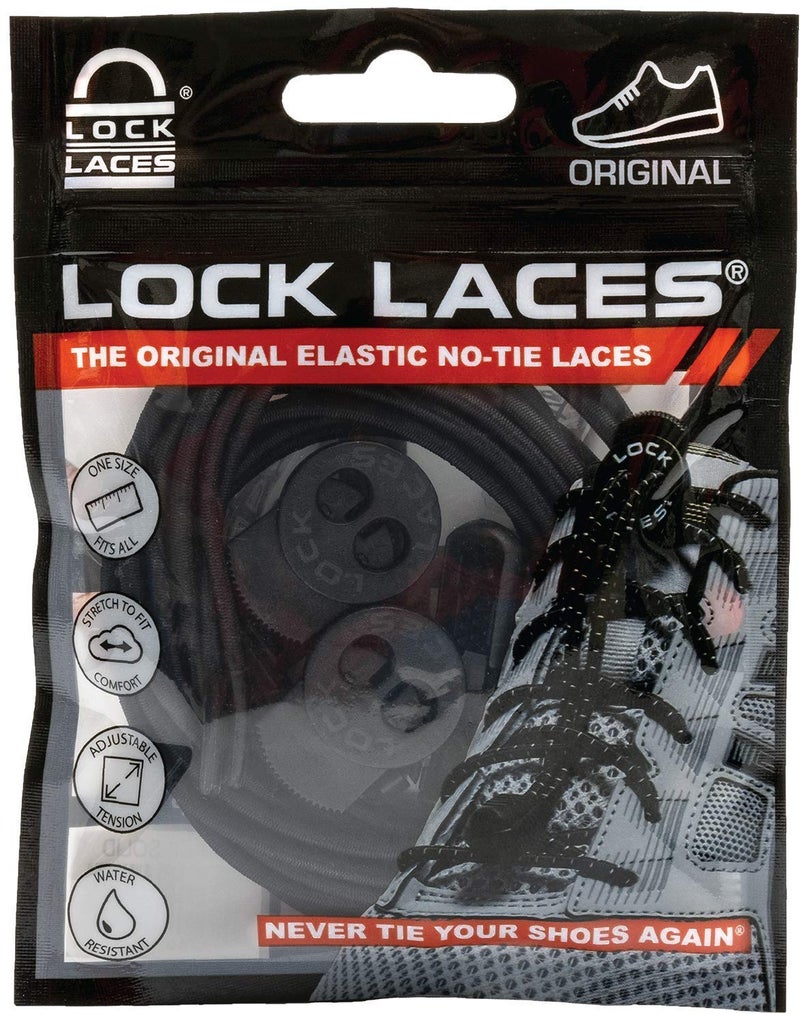 LOCK LACES - Elastic No Tie Shoelaces, One Size Fits All (Special Edition) (Black Solid) - Image 3