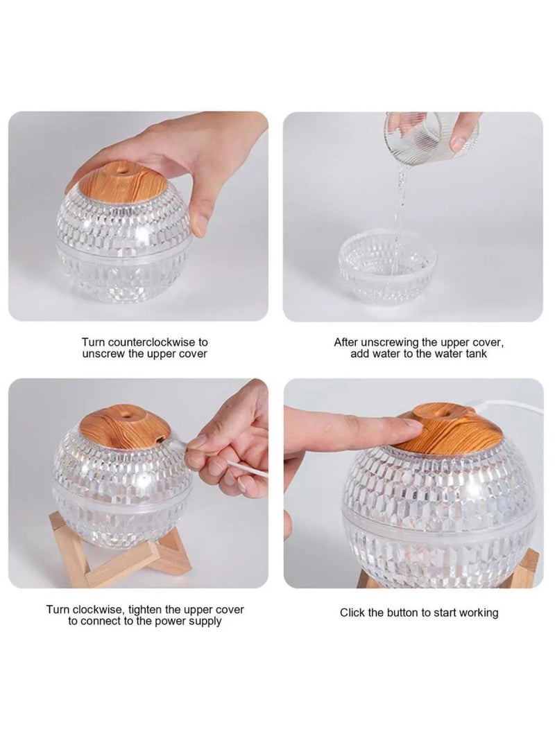 DIGI CORE Humidifiers For Bedroom RGB LED Mini Colorful Night Light Crystal Ball Humidifier 6H Auto-Off 450ml USB Type-C ed Silent Portable Nano Air Humidifier With Base For Bedroom Nursery Office - Image 2