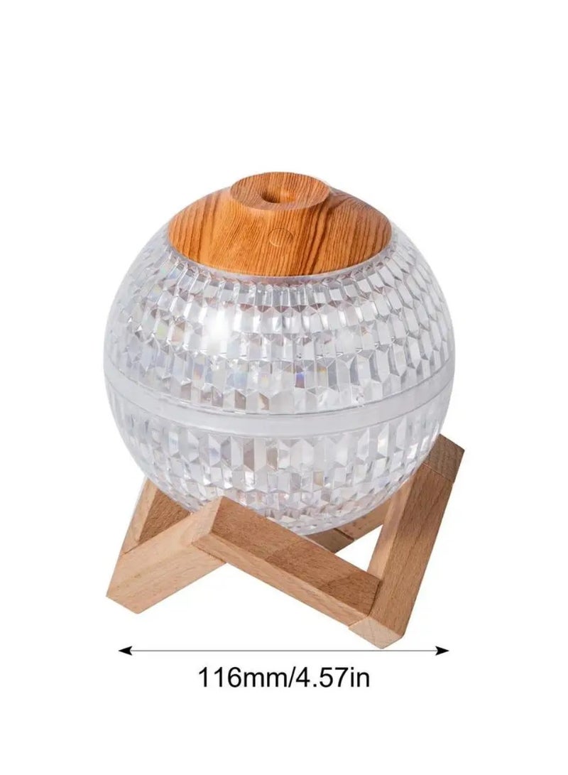 DIGI CORE Humidifiers For Bedroom RGB LED Mini Colorful Night Light Crystal Ball Humidifier 6H Auto-Off 450ml USB Type-C ed Silent Portable Nano Air Humidifier With Base For Bedroom Nursery Office - Image 3