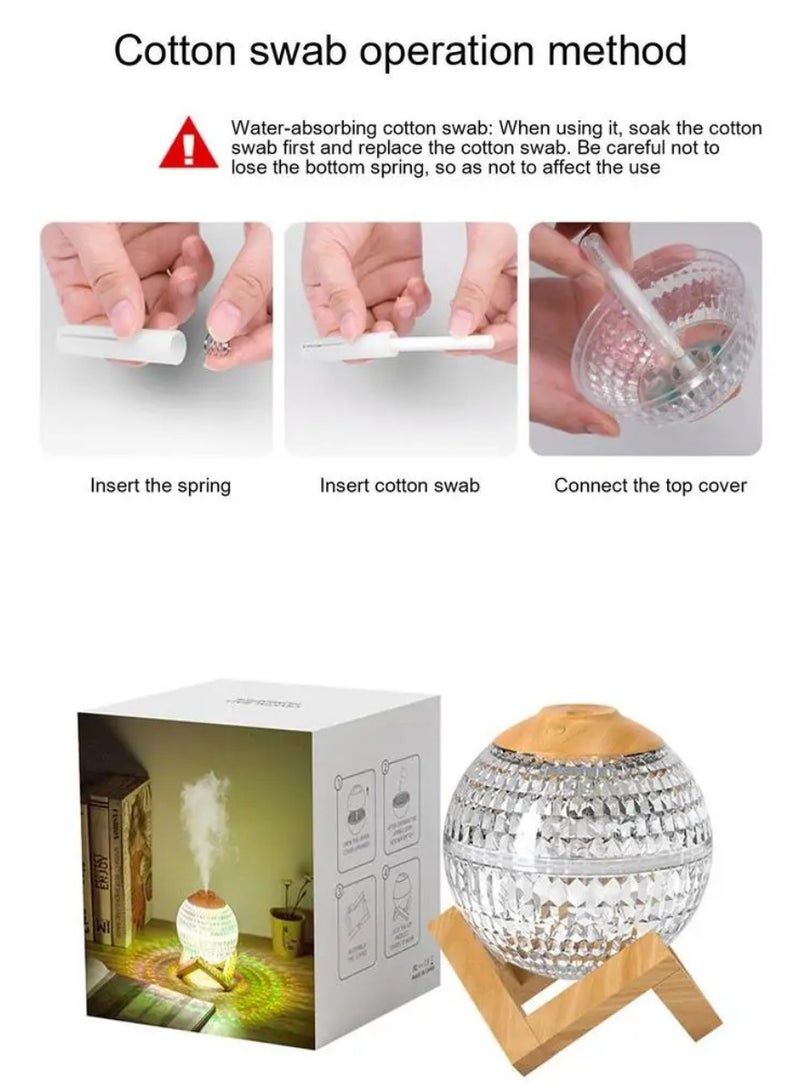 DIGI CORE Humidifiers For Bedroom RGB LED Mini Colorful Night Light Crystal Ball Humidifier 6H Auto-Off 450ml USB Type-C ed Silent Portable Nano Air Humidifier With Base For Bedroom Nursery Office - Image 4