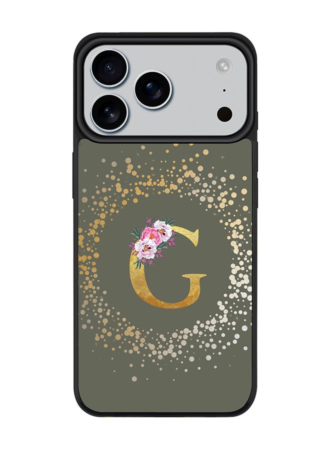 Stylizedd iPhone 17 Pro Max Case, [Compatible with MagSafe] Slim Magnetic cover Phone Case iPhone 17 Pro Max -Custom Monogram Floral - G  (Olive Green ) - Image 1