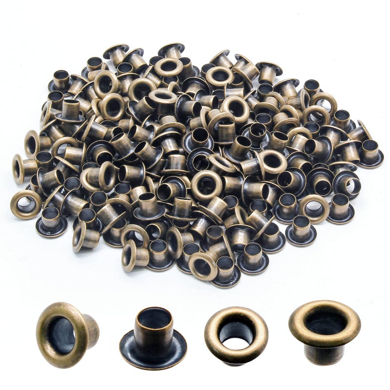 Litoexpe 1/8 Inch (3mm) ID Grommets Eyelets, 200 Pieces Metal Grommet Kit Hole Self Backing Eyelet for Repairing Canvas, Clothes, Leather (Brass) - Image 1
