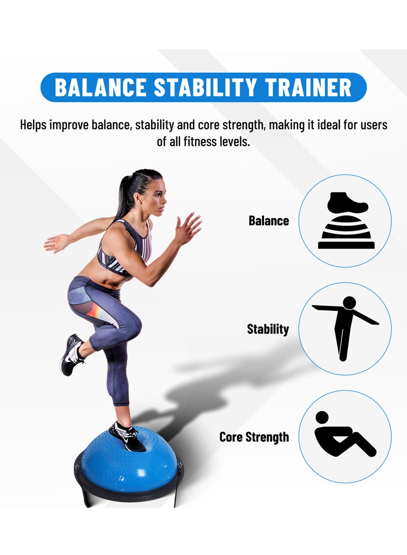 Nariele 58 cm Yoga Hemisphere Ball with Resistance Bands and Pump | Multicolor | Polyvinyl Chloride (PVC), Acrylonitrile Butadiene Styrene | Balance Stability Trainer Exercise | For Home Office Gym Fitness - Image 3