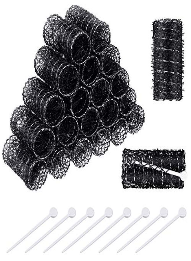 WILLBOND 20 Pieces Hair Styling Brush Roller Hair Curler Roller Hair Mesh Roller And 20 Pieces Plastic Roller Picks For Women Girls Hair Styling (2.5 X 1.4 Inch,Black) - Image 1
