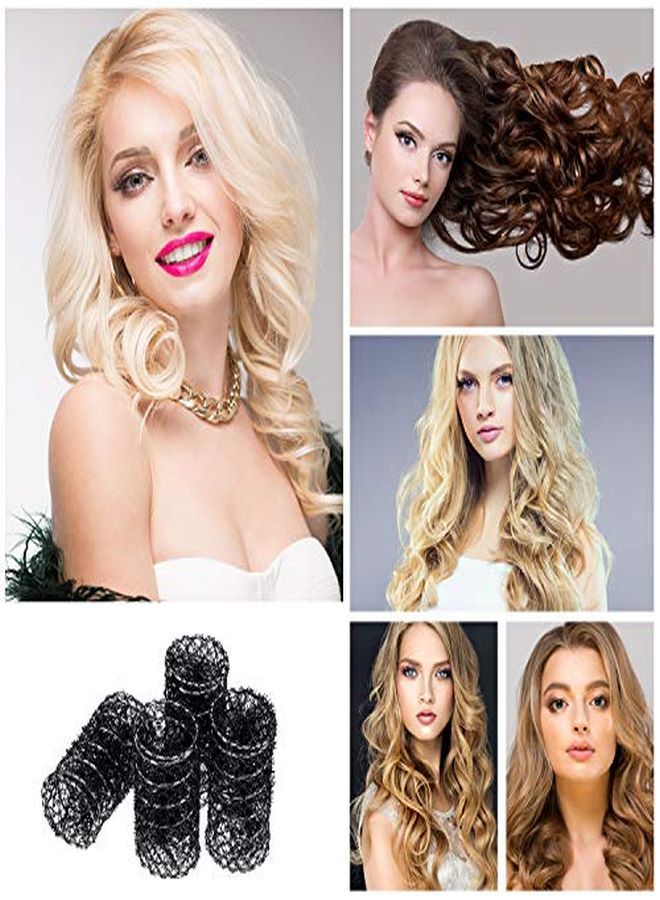 WILLBOND 20 Pieces Hair Styling Brush Roller Hair Curler Roller Hair Mesh Roller And 20 Pieces Plastic Roller Picks For Women Girls Hair Styling (2.5 X 1.4 Inch,Black) - Image 5