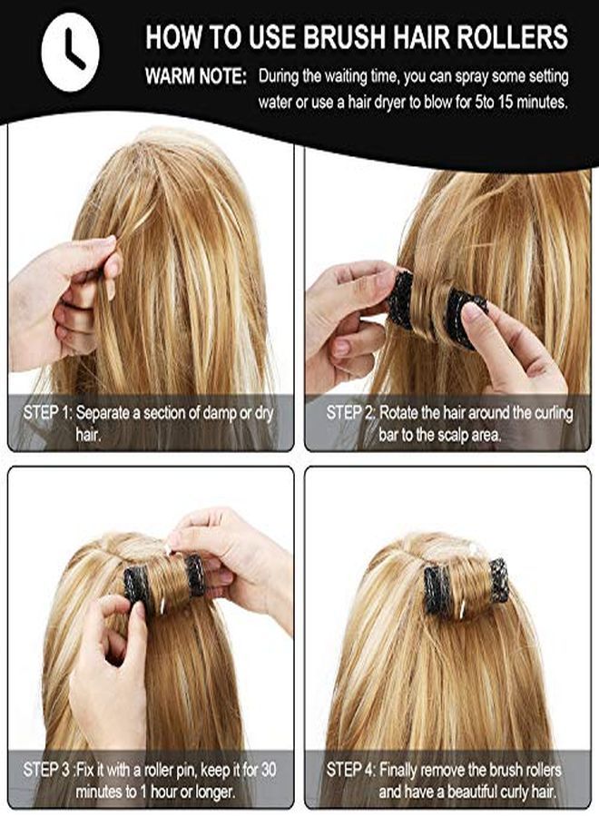 WILLBOND 20 Pieces Hair Styling Brush Roller Hair Curler Roller Hair Mesh Roller And 20 Pieces Plastic Roller Picks For Women Girls Hair Styling (2.5 X 1.4 Inch,Black) - Image 3