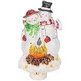Roman Snowmen Couple By Campfire 8 Inch Acrylic Swivel Plug-in Bubble Night Light - Image 1
