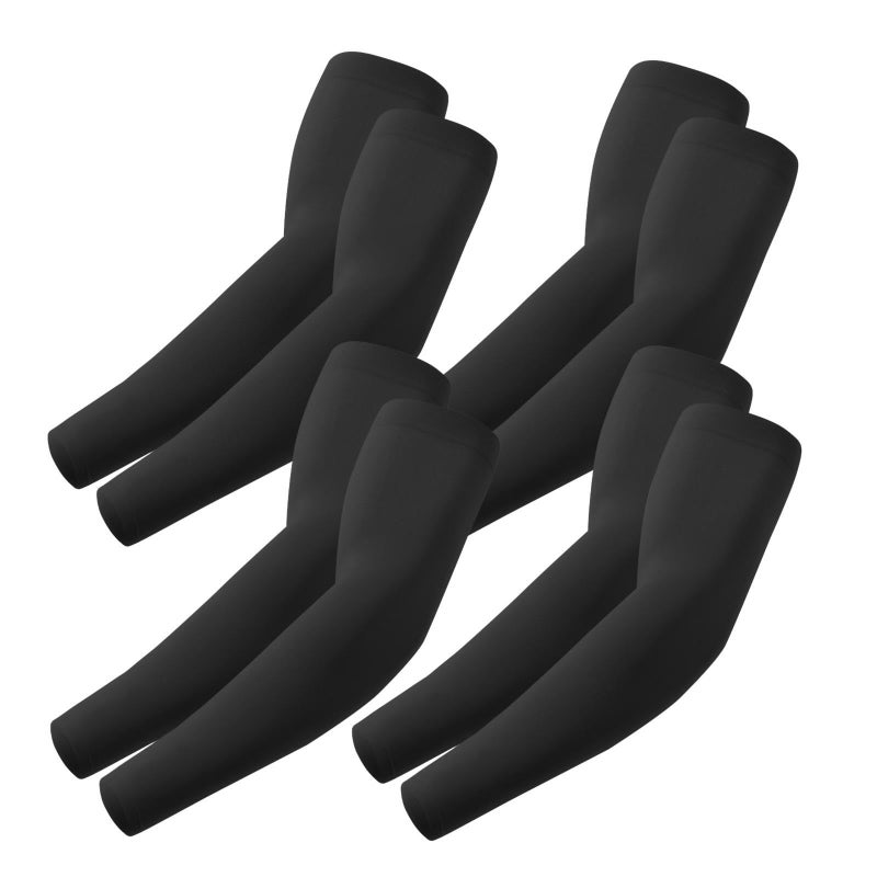 ROXUN 4 Pairs Arm Sleeves, Cooling UV Sun Protection Sports Compression for Men/Women 4 Black - Image 1