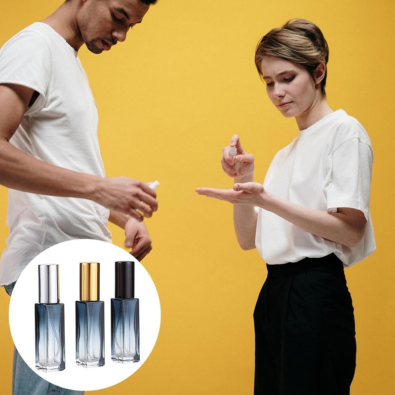 VICASKY 9pcs 10ml Glass Perfume Sprayer Bottles Refillable Travel Spray Bottle Set Gold, Silver, and Black for Women and Men - Image 5