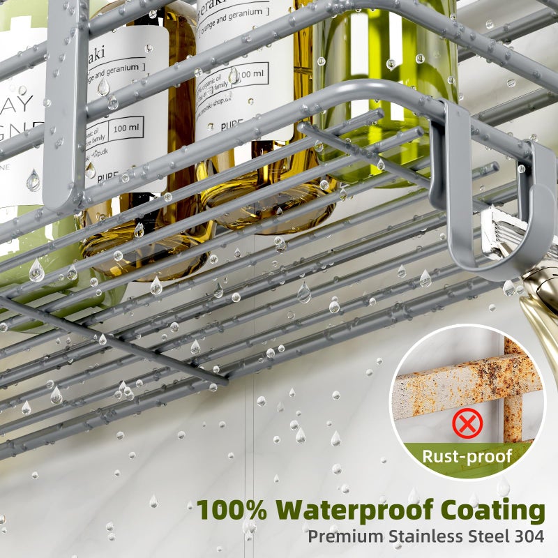 Yougai Shower Caddy 3 Pack  Adhesive Shower Shelf Organizer Rack  Rustproof Stainless Steel Bathroom Organizers and Storage  Large Capacity Wall Mounted No Drilling Bathroom Accessories - Image 3