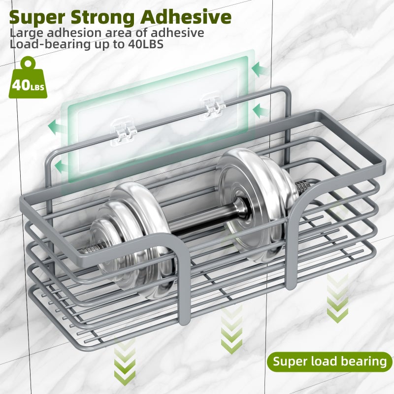 Yougai Shower Caddy 3 Pack  Adhesive Shower Shelf Organizer Rack  Rustproof Stainless Steel Bathroom Organizers and Storage  Large Capacity Wall Mounted No Drilling Bathroom Accessories - Image 5