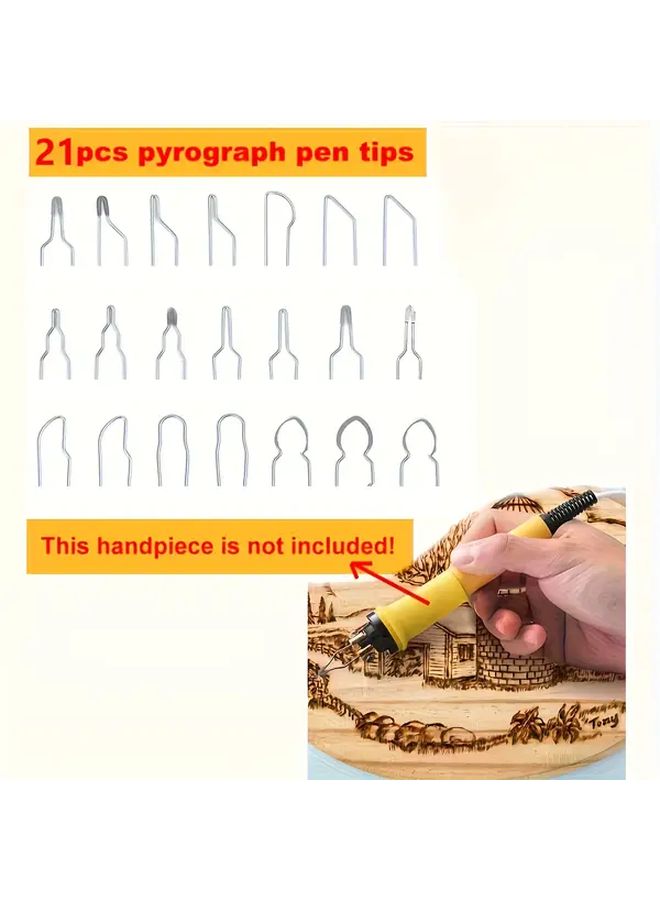 21pcs Metal Wood Burning Pen Tip Set for 30 50W Adjustable Burner Tool - Image 1