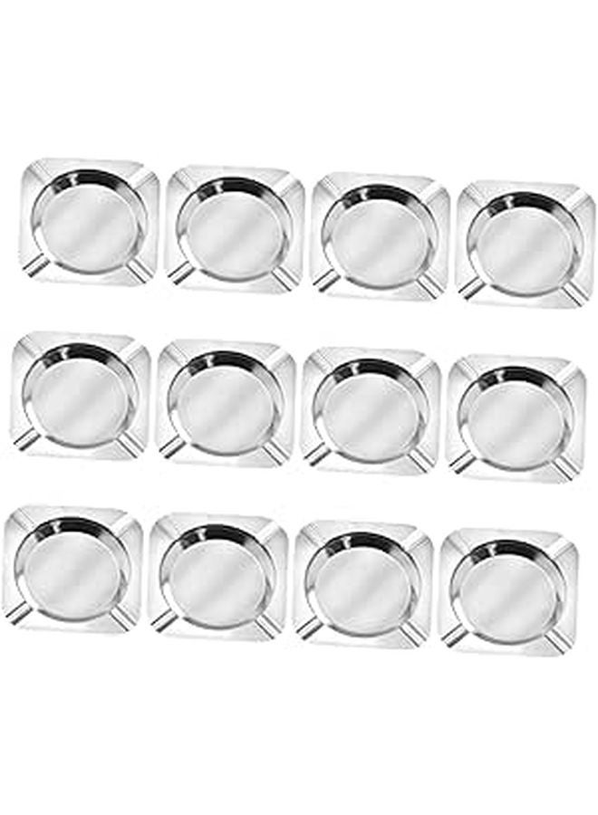 Stainless Steel Smoking Ashtray 12 Pack Non Tipping Easy Clean Modern Decor Indoor Outdoor - Image 1
