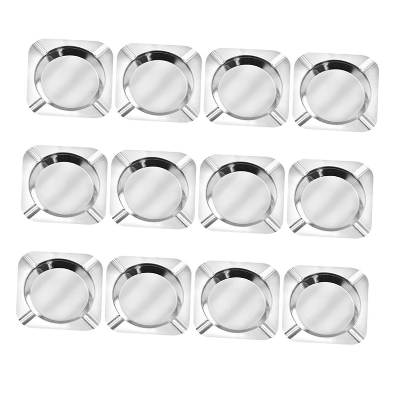 Stainless Steel Smoking Ashtray 12 Pack Non Tipping Easy Clean Modern Decor Indoor Outdoor - Image 2