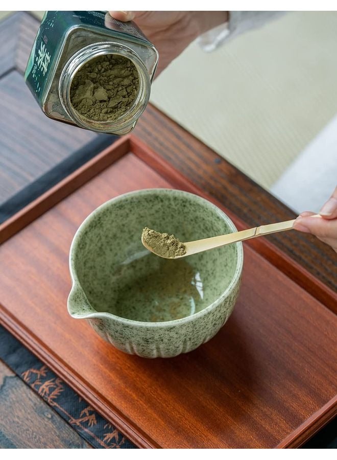 هومستر مجموعة ماتشا - مطابقة وعاء مع بوق والجلد، 15 أوقية، ماتشا سكوب ماتشا جلد الوقوف (حامل) - 4pc ماتشا المثالية مجموعة لحفل شاي ماتشا (خضراء موتلد) - Image 2