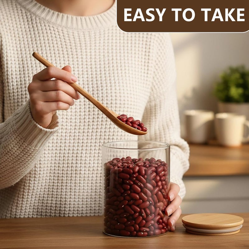 ericotry 2 Piece Clear Glass Canister Food Storage Jar With Airtight Wood Lids Air Tight Storage Containers for Coffee Bean Loose Leaf Tea Containers Sugar Cookies Dry Fruit Nuts Candy Jars size 200ML/6.8oz - Image 4