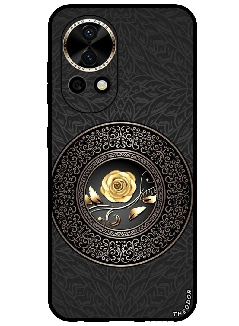 Theodor Protective Case Anti Scratch Shock Proof Bumper Cover For Huawei Nova 12 Ultra Golden flower - Image 1