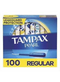 Tampax سدادات قطنية بيرل ذات قدرة امتصاص عادية، مع ضفيرة لمنع التسرب، بدون رائحة، 50 قطعة × عبوتين (إجمالي 100 قطعة)  - Image 1