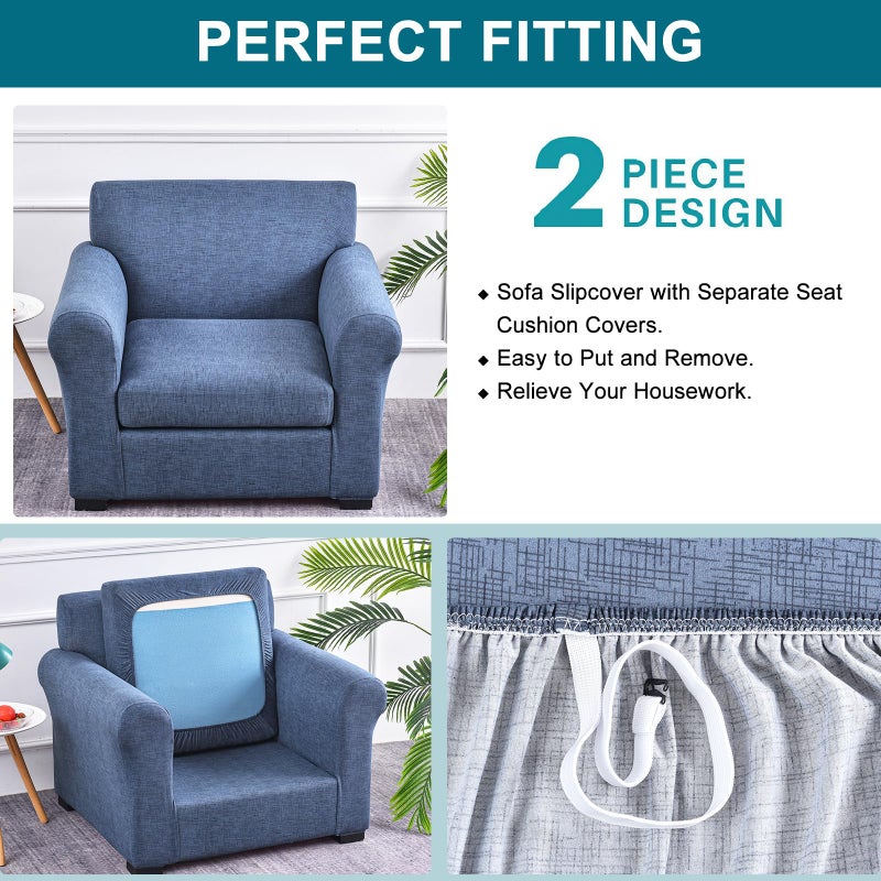 KRFOONN 2 Piece Chair Covers Printed Sofa Covers Couch Covers Washable Armchair Sofa Couch Slipcover Furniture Protector with Elastic Bottom for Living Room (Armchair, A1), Small - Image 4