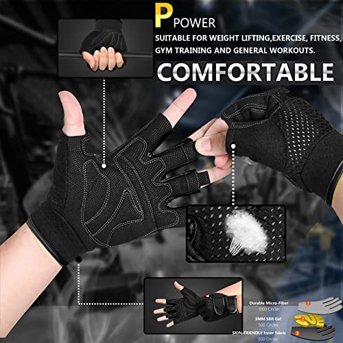 MOREOK Workout Gloves Padded Weight Lifting Gym Fitness Gloves for Men/Women Black-XL - Image 5