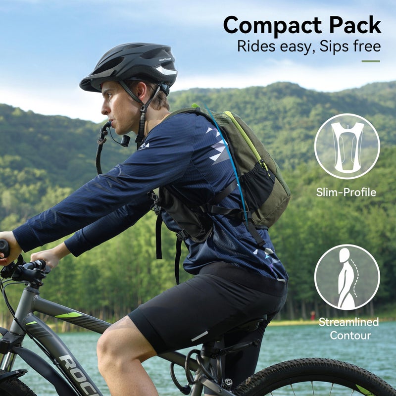MARCHWAY Lightweight Hydration Backpack with Vest Style Straps & 2.5L TPU Water Bladder, Versatile Sleek Multi-Pocket Pack for Hiking, Cycling, Running, Backpacking, Travel (Green) - Image 4
