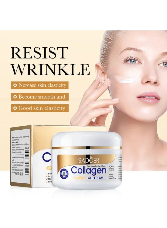 SADOER Collagen Face Cream – Anti-aging & Firming | Wrinkle Reduction & Deep Hydration | 100g - Image 3