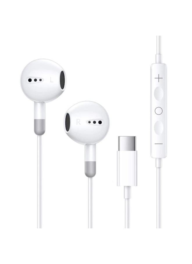 Generic In-ear Wired Headset Wire Control With Lightning HD HiFi Sound Quality Stereo Typec Digital Mobile Phone Headset-Color:White Typec Number-bag  - Image 1