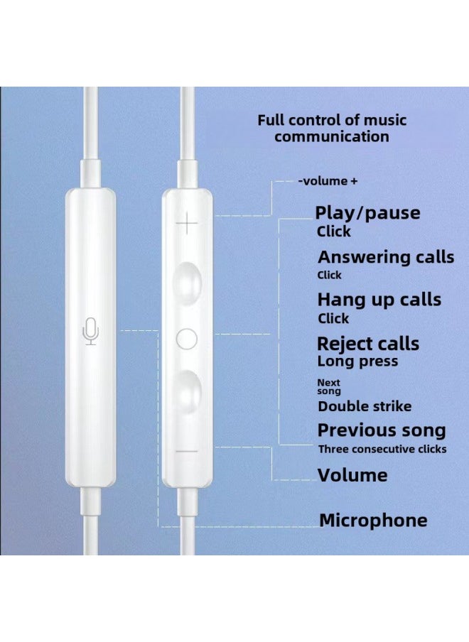 Generic In-ear Wired Headset Wire Control With Lightning HD HiFi Sound Quality Stereo Typec Digital Mobile Phone Headset-Color:White Typec Number-bag  - Image 3