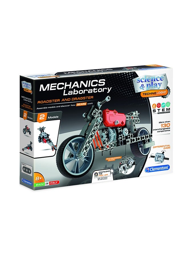 Mech Lab Roadster and Dragster Building Kit | STEM Mechanics & Engineering Set | 130+ Pieces | Educational Toy 8+ Years