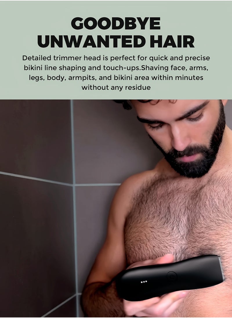Generic - Body Hair Grooming Trimmer for Men Wireless Electric Waterproof Pubic Ball Trimmer with Dock Charger for Men’s Beard Mustache Bald Head Underarm Leg Head Hand Groin Arm Pits Private Parts Body Shaver Showerproof Wet/Dry Body Shaver Groomer for Sensitive Areas Close And Comfortable Shave - Image 1