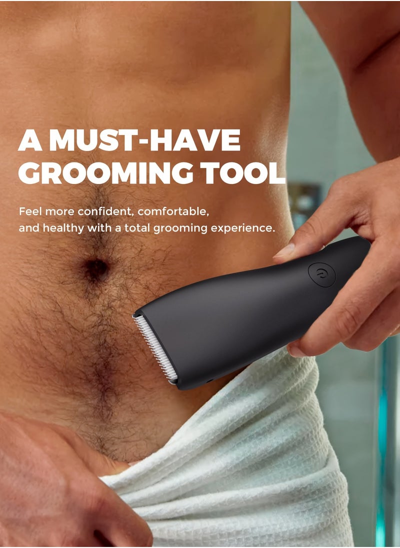 Generic - Body Hair Grooming Trimmer for Men Wireless Electric Waterproof Pubic Ball Trimmer with Dock Charger for Men’s Beard Mustache Bald Head Underarm Leg Head Hand Groin Arm Pits Private Parts Body Shaver Showerproof Wet/Dry Body Shaver Groomer for Sensitive Areas Close And Comfortable Shave - Image 1