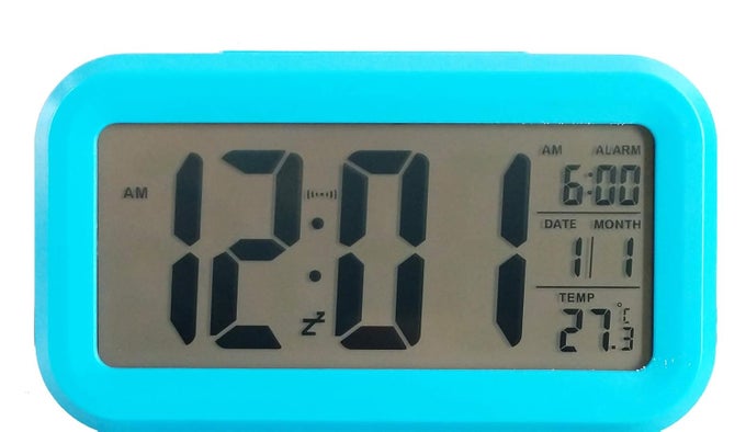 PLASTIC DIGITAL ALARM AND TABLE CLOCK 13 X 8 X 4 CM BLUE ODC 210
