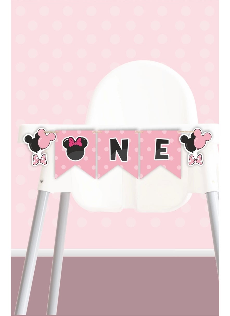 Neşeli Günlerim Happy Days Minnie Mouse Pink Themed One Banner *thick Paper  - Image 1