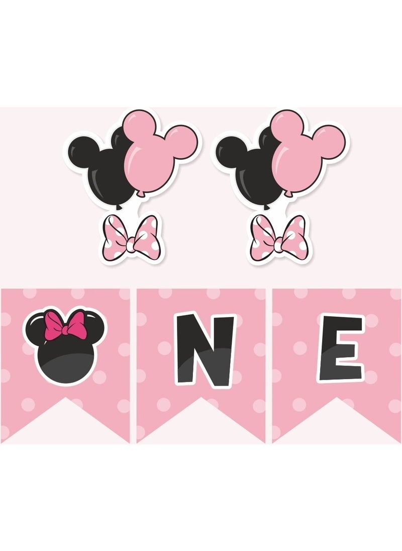 Neşeli Günlerim Happy Days Minnie Mouse Pink Themed One Banner *thick Paper  - Image 2