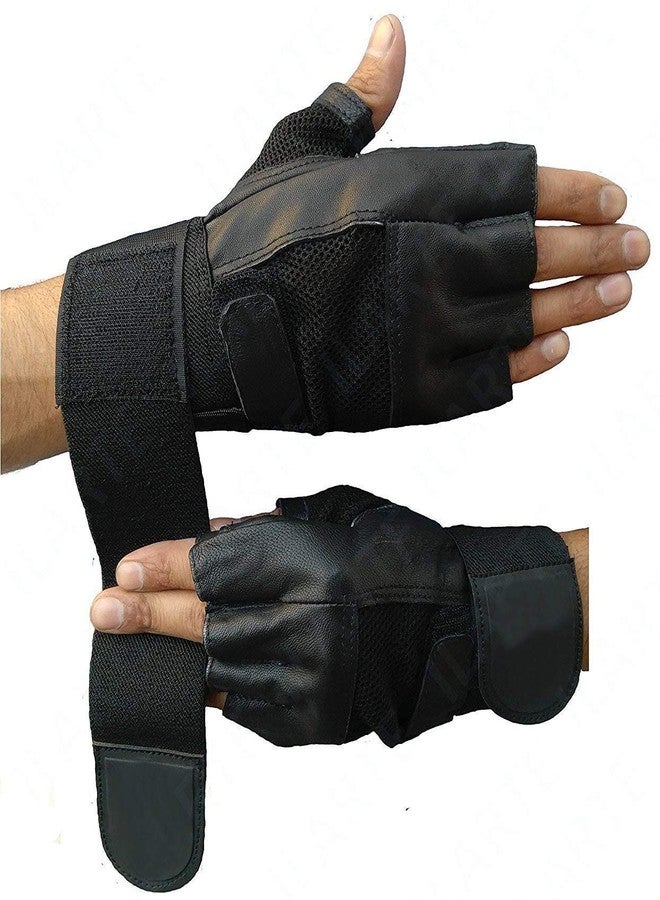 GymWar Macho Men's Leather Gym Workout Gloves - Free Size - Image 1