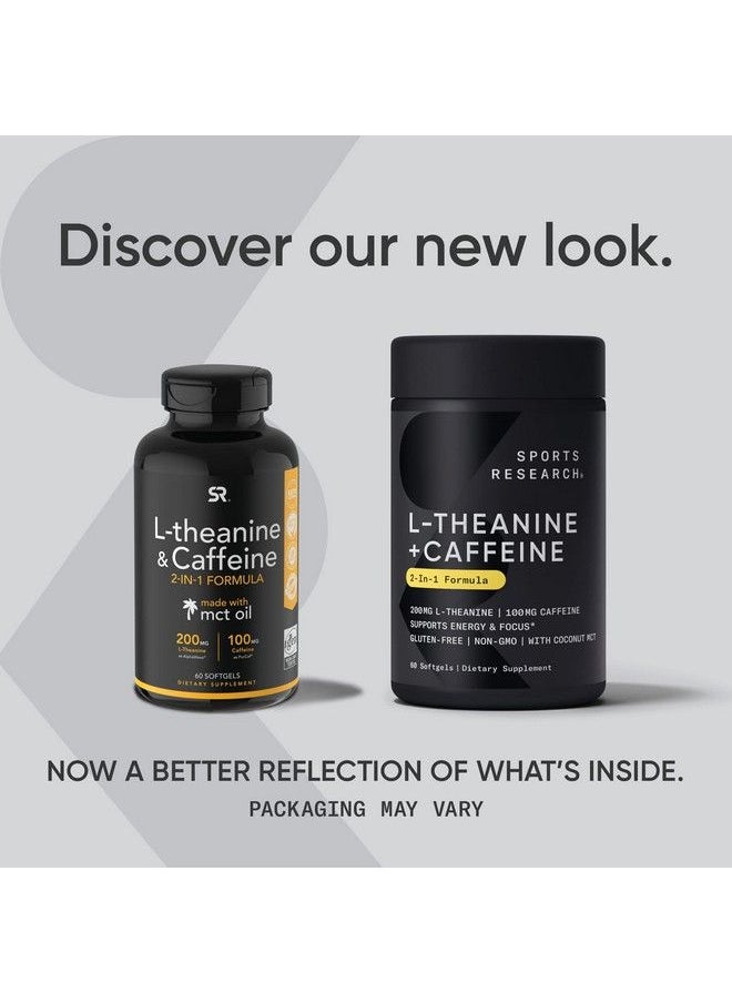 2 In 1 L Theanine Supplement With Caffeine & Mct Oil From Organic Coconuts Focused Energy Alertness & Relaxation Without Drowsiness 200Mg L Theanine 100Mg Caffeine 60 Softgels