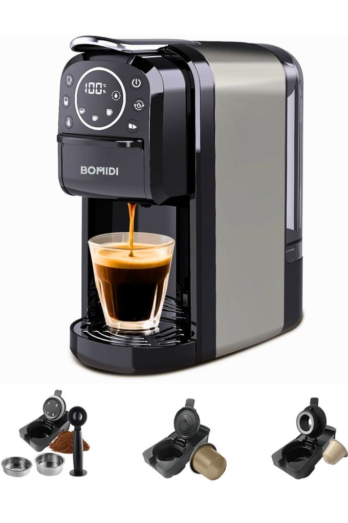 3-IN-1 CAPSULE COFFEE MACHINE  COMPATIBLE WITH NESPRESSO, DOLCE GUSTO, AND GROUND COFFEE  20 BAR HIGH-PRESSURE ESPRESSO MAKER WITH TOUCH CONTROL PANEL, SELF-CLEANING FUNCTION, LED INDICATORS, 700ML REMOVABLE WATER TANK  CM01