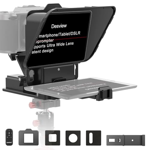 Desview P8 Universal Teleprompter for Smartphone Camera, DSLR Webcam Tablet up to 10" with Bluetooth Remote Foldable Design for Live Streaming Video Recording YouTube TikTok Videos - Image 1