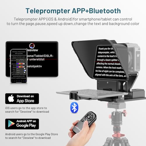 Desview P8 Universal Teleprompter for Smartphone Camera, DSLR Webcam Tablet up to 10" with Bluetooth Remote Foldable Design for Live Streaming Video Recording YouTube TikTok Videos - Image 4