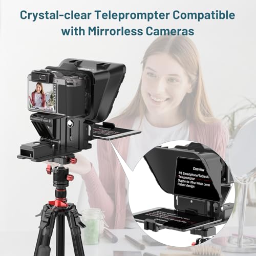 Desview P8 Universal Teleprompter for Smartphone Camera, DSLR Webcam Tablet up to 10" with Bluetooth Remote Foldable Design for Live Streaming Video Recording YouTube TikTok Videos - Image 5