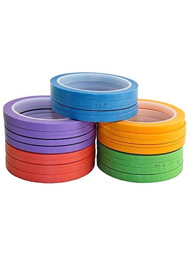 JINBING 6Rolls Washi Masking Tape for DIY Nail Arts Drawing Pattern Making 2mm 2.5mm 3mm 4mm 5mm 6mm x 25m (Green) - Image 2