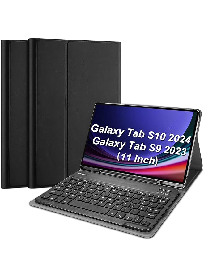 Procases Keyboard Case For Galaxy Tab S9 11 Inch 2023 Sm-X710 X716B X718U With S Pen Holder Protective Cover Case With Detachable Wireless Keyboard For Galaxy Tab S9 11 Inch 2023 –Black - Image 1