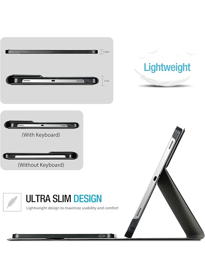 Procases Keyboard Case For Galaxy Tab S9 11 Inch 2023 Sm-X710 X716B X718U With S Pen Holder Protective Cover Case With Detachable Wireless Keyboard For Galaxy Tab S9 11 Inch 2023 –Black - Image 5